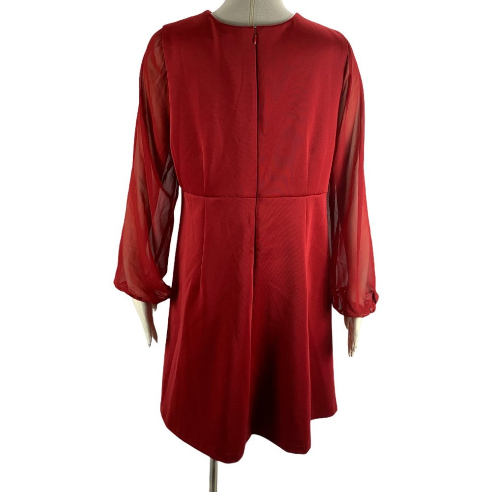 Motherhood Maternity XL Red Dress Career Formal Sheer Sleeve Knee Length - Picture 4 of 7